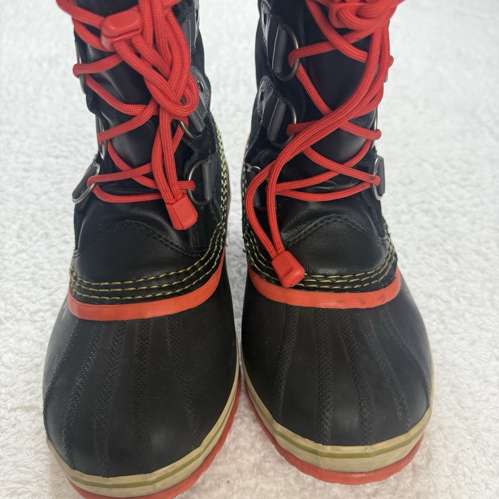 Sorel Joan of Artic Waterproof Boots Orange Black Faux Fur‎ size 5 Youth/ 7 WMN - Picture 3 of 12